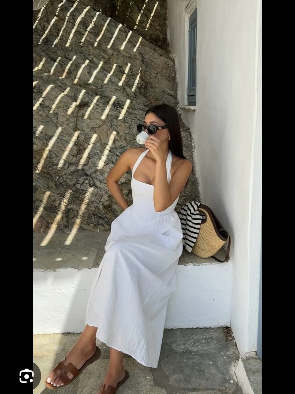 Billy J. White 100% Cotton Boho  Caden Maxi Halter Dress with Square Neck - Picture 2 of 13